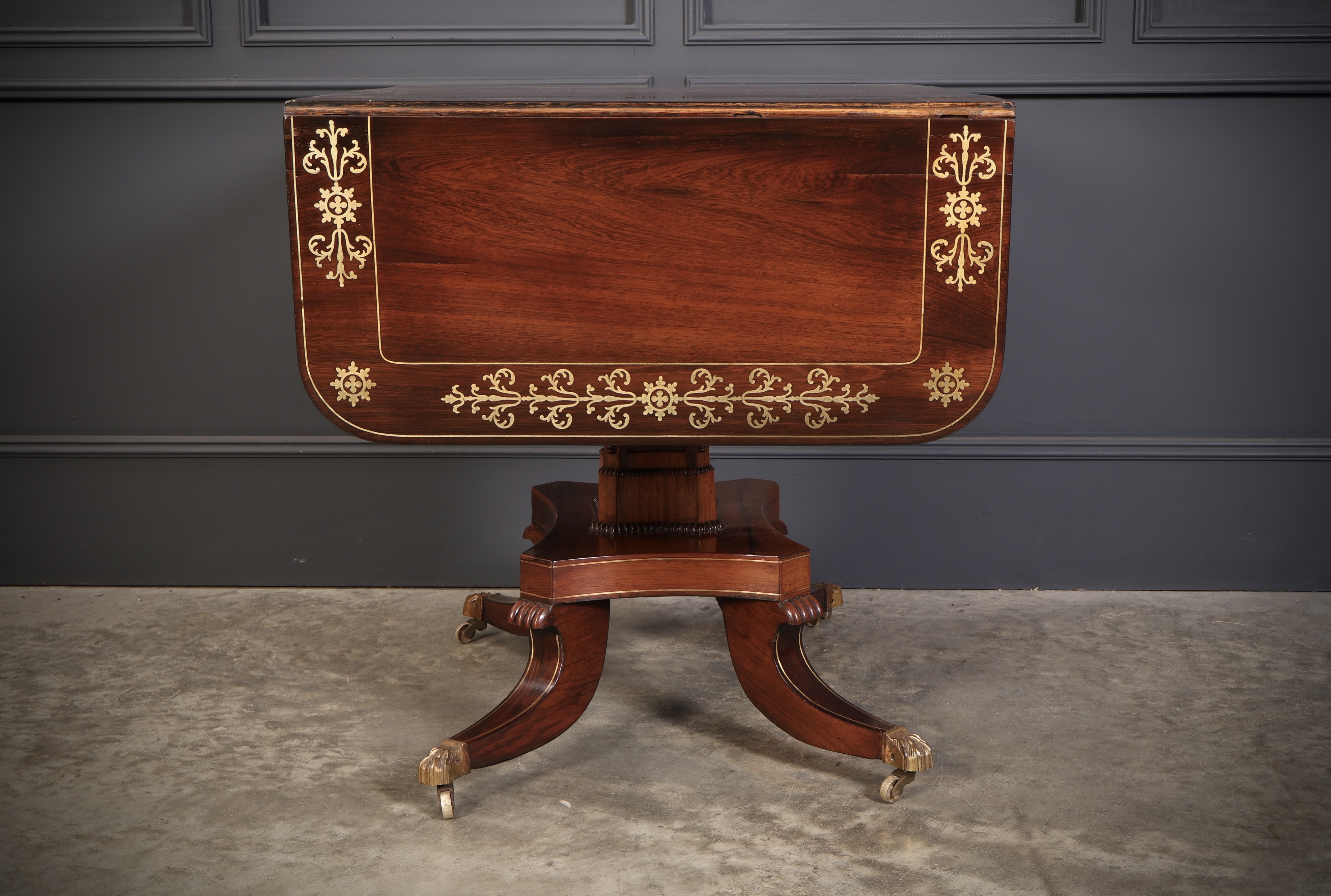 Regency Rosewood Brass Inlaid Sofa Table - Image 20